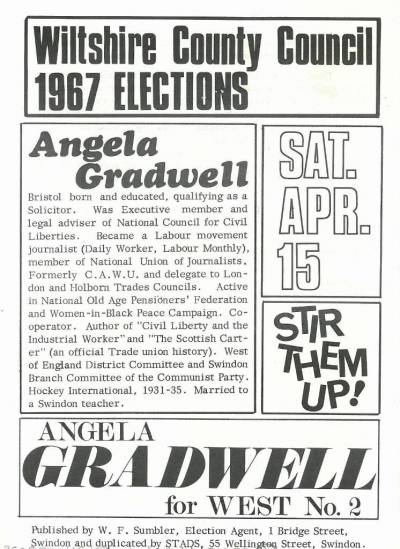 Election address for Angela Gradwell (Tuckett), Wiltshire County Council elections 1967