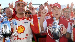 Fabian Coulthard with Roger Penske  at Barbagallo Raceway