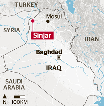 Iraq map showing Sinjar