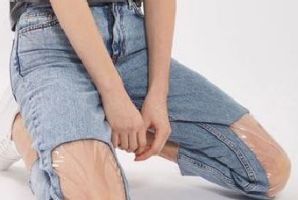 Topshop's plastic knee jeans.