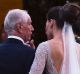 Neville Crichton with his bride Nadi Hasandedic at Sydney University on Saturday.