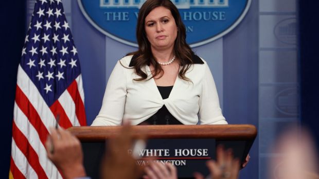 Deputy White House press secretary Sarah Huckabee Sanders addressing the media on Thursday.