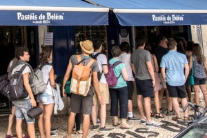 Worth the wait: Queues outside Pasteis de Belem in Lisbon.