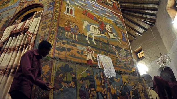 Paintings in St Raphael Coptic Orthodox church in Entoto.