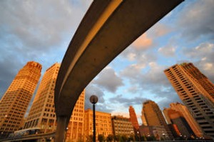 Under the transit line in Detroit.