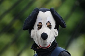 An anti-government protester wears a mask during a national sit-in against President Nicolas Maduro, in Caracas, ...