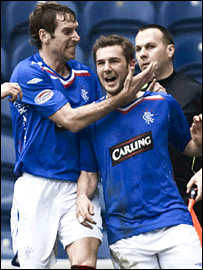 Kevin Thomson celebrates scoring for Rangers