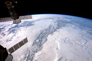 Expedition 50 Flight Engineer Thomas Pesquet of the European Space Agency photographed the Rocky Mountains from his vantage point in low Earth orbit aboard the International Space Station. He shared the image with his social media followers on Jan. 9, 2017, writing, "the Rocky mountains are a step too high – even for the clouds to cross."