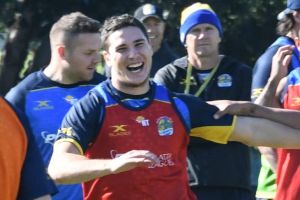 One of the boys: Mitchell Moses trains with the Eels for the first time on Wednesday.