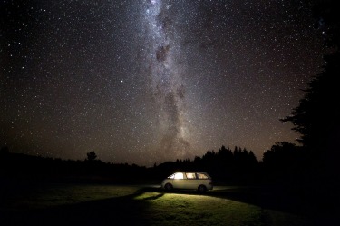 The stars aligned above our rental van in the Hanmer Forest of The South Island New Zealand. It seemed like the right ...