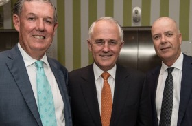 Fairfax Media chairman Nick Falloon (left) and Fairfax chief executive Greg Hywood (right) with some bloke in the middle. 