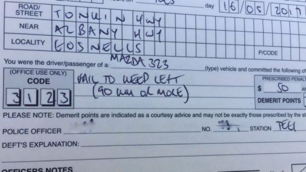 The fine a Perth driver copped for driving in the right lane.