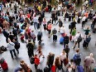 Crowd at Kings Cross Station