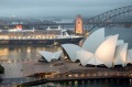 Queen Mary 2 in Sydney Harbour early Saturday. 