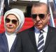 Turkey's President Recep Tayyip Erdogan and his wife Emine disembark from a plane after arriving in Washington.