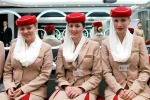 Photos: Inside Emirates' flight attendant school. Flight attendant students for Emirates pose in the image and uniform ...