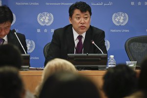 North Korea Deputy United Nations Ambassador Kim In Ryong speaks during a news briefing, Monday, April 17, 2017, at U.N. headquarters.