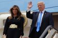 US President Donald Trump and First Lady Melania Trump arrive in Riyadh on Saturday. 