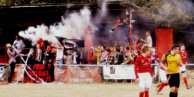 Clapton Ultras supporting Clapton FC  at The Old Spotted Dog Ground