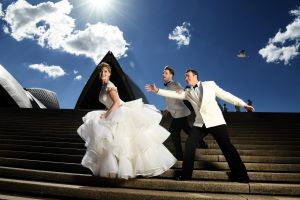 Suitor yourself: Soprano Julie Lea Goodwin with her suitors, tenor Nicholas Jones and baritone Andrew Jones.