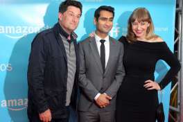 The crew of "The Big Sick", director Michael Showalter, co-writer/actor Kumail Nanjiani and co-writer Emily Gordon, are shown during the opening night gala of the Seattle International Film Festival on Thursday, May 18, 2017 at McCaw Hall in Seattle. The 43rd annual festival, known as one of the largest film festivals, kicked off May 16th and will continue through June 11th.