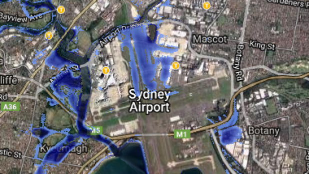 Sydney Airport if sea levels rise two metres.