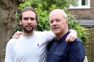 Trainee teacher Callum Finn , 25, photographed with his father Patrick at his parents house in High Barnet, North London.