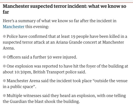 Manchester Arena explosion suspected terror attack