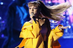 Ariana Grande, performing at the 2016 iHeartRadio Music Festival in Las Vegas. 