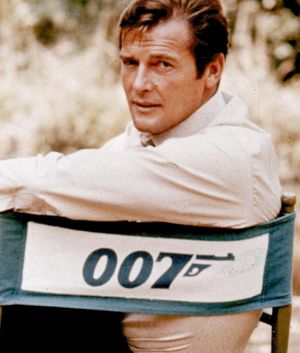 Roger Moore, playing the title role of Agent 007, James Bond, on location in England in 1972.