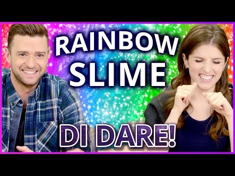 DIY NEON RAINBOW SLIME?! Di Dare w/ Justin Timberlake and Anna Kendrick