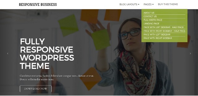 Business WordPress theme with Page layouts