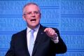 Treasurer Scott Morrison delivers his post-Budget address in the Great Hall at Parliament House in Canberra on Wednesday ...