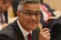 Ahmed Fahour, outgoing managing director and chief executive of Australia Post, and chairman John Stanhope before Senate ...