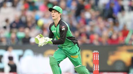 MELBOURNE, AUSTRALIA - JANUARY 01: Wicketkeeper Sam Harper of the Stars looks on during the Big Bash League match ...