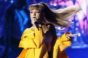 Ariana Grande, performing at the 2016 iHeartRadio Music Festival in Las Vegas. 