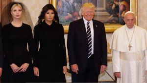 (From left) Ivanka and Melania Trump with President Donald Trump and Pope Francis. They adhered to the Vatican's strict ...