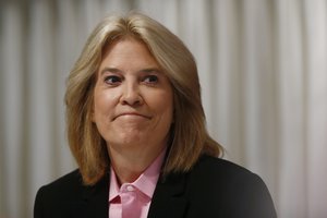 Television personality Greta Van Susteren of FOX News Channel listens as Gary Pruitt, President and Chief Executive Officer of the Associated Press, speaks at the National Press Club (NPC) in Washington, Wednesday, June 19, 2013.