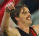 Joe Daniher celebrates a goal.