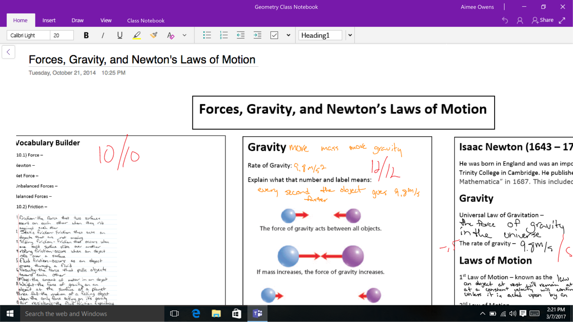 Class Notebook lets teachers digitize their handouts, have student complete work with digital ink, and have teachers grade it with ink as well