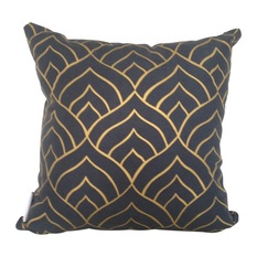  - Dome Cushion Cover, Gold Ink on Navy Linen - Decorative Cushions