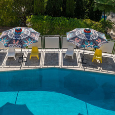  - Mid-century Pool Area - Outdoor Umbrellas