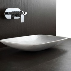  - Shaan - Natural White Solid Stone Basin - Bathroom Basins