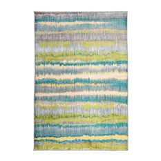  - Monsa Green Blue Cream Modern Smudge Striped Rug - Floor Rugs