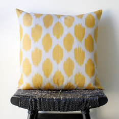  - Yellow Dot Uzbek Ikat Pillow - Decorative Cushions