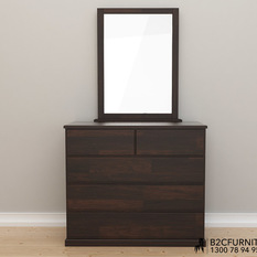  - Modern dressing table with mirror built with hardwood & chocolate brown stain - Kids Dressing Tables