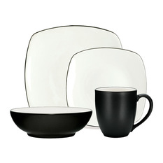  - Colorwave Graphite 4pce Square Place Setting - Dinnerware Sets