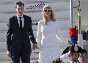 Ivanka Trump and her husband Jared Kushner arrive at Fiumicino's Leonardo Da Vinci International airport, near Rome, Tuesday, May 23, 2017.