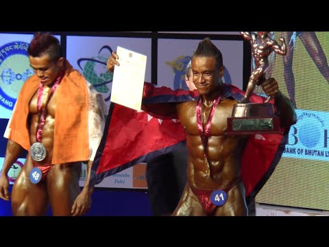 Nepal winning Gold Medal in Men's Bodybuilding 75 KG category