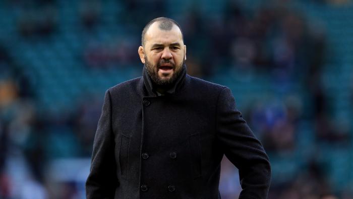 Wallabies coach Michael Cheika looks on at Twickenham in London.